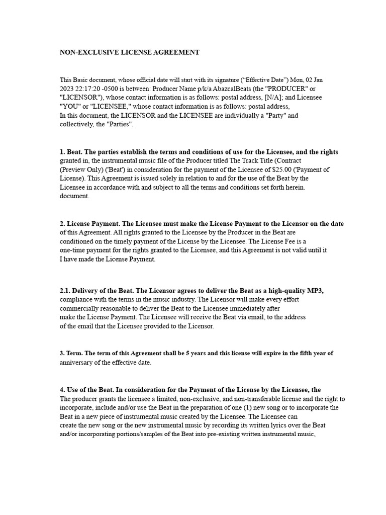 Basic Beat License | PDF | License | Breach Of Contract