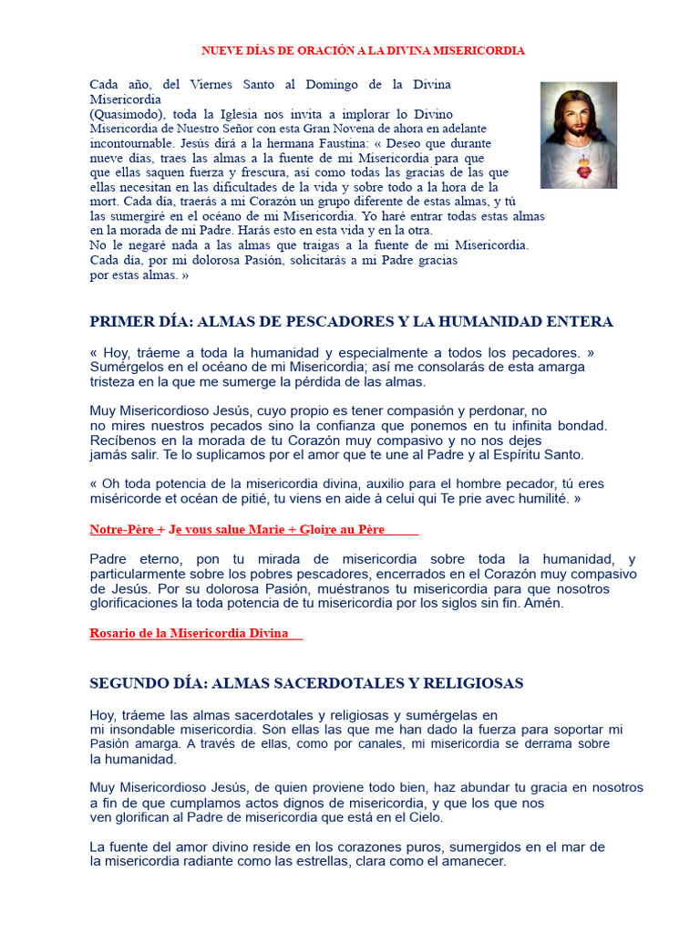 Novena de Oración a la Divina Misericordia | PDF | Purgatorio ...