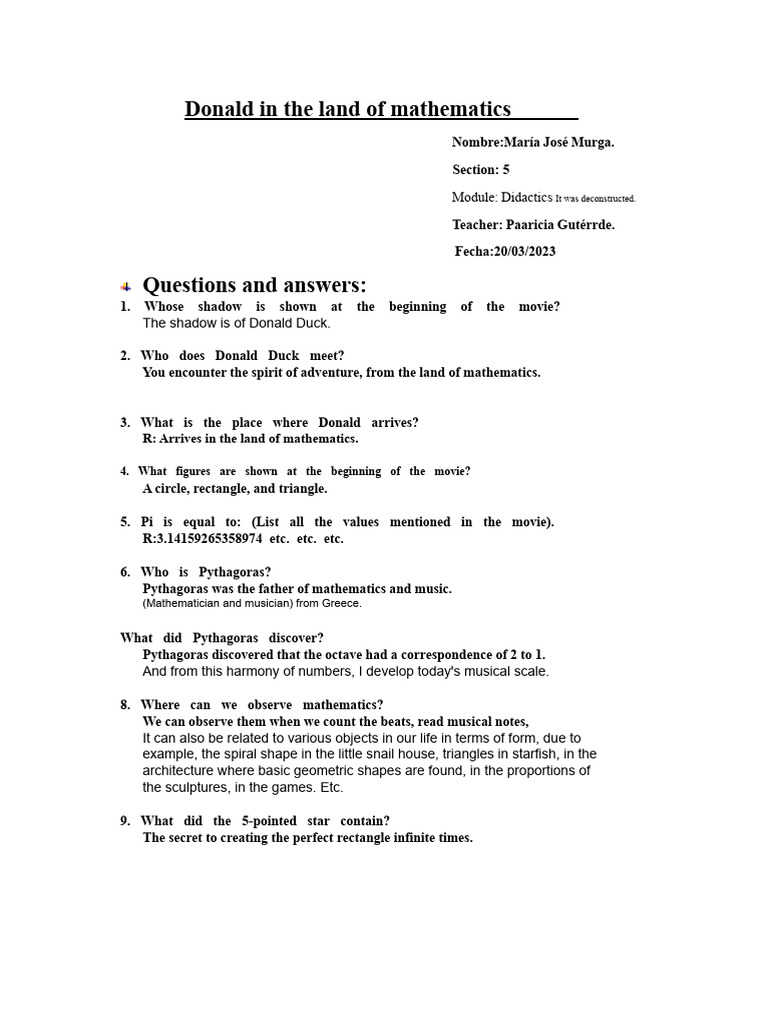 Donald Duck Explores Mathematics Concepts | PDF | Mathematics