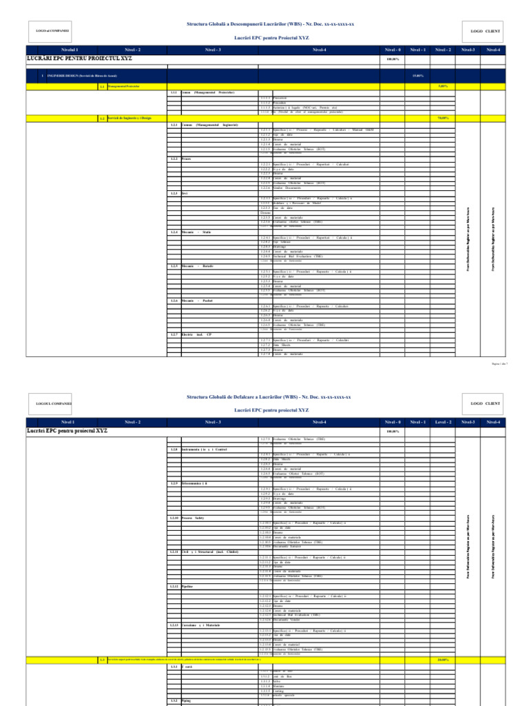 Exemplu de WBS Pentru Un Proiect EPC | PDF
