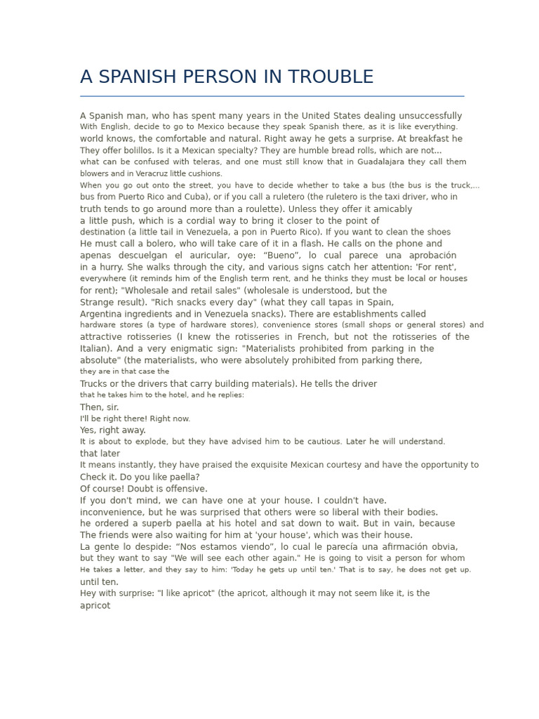 A Spaniard in Trouble | PDF