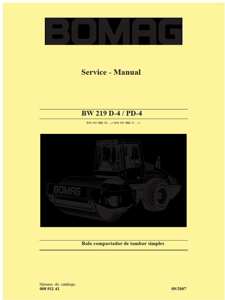 Manutenção do Rolo Compactador BOMAG BW 219 | PDF | Óleo de motor | Motores