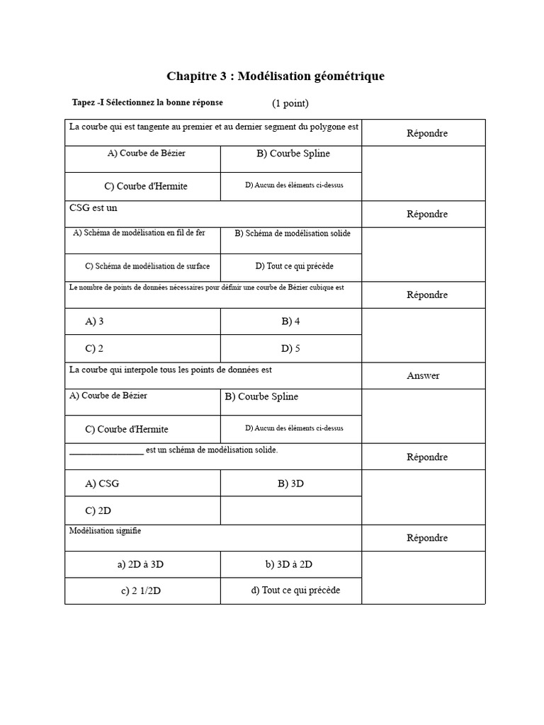 Modélisation géométrique : Concepts clés | PDF | Courbe | Géométrie ...