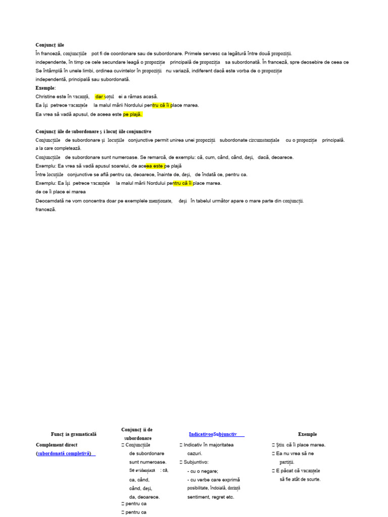 Conjuncțiile În Franceză de Coordonare Sau de Subordonare | PDF