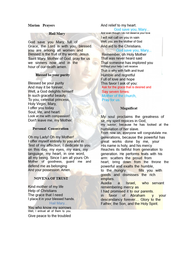 Marian Prayers for Devotion and Trust | PDF | Mary, Mother Of Jesus ...