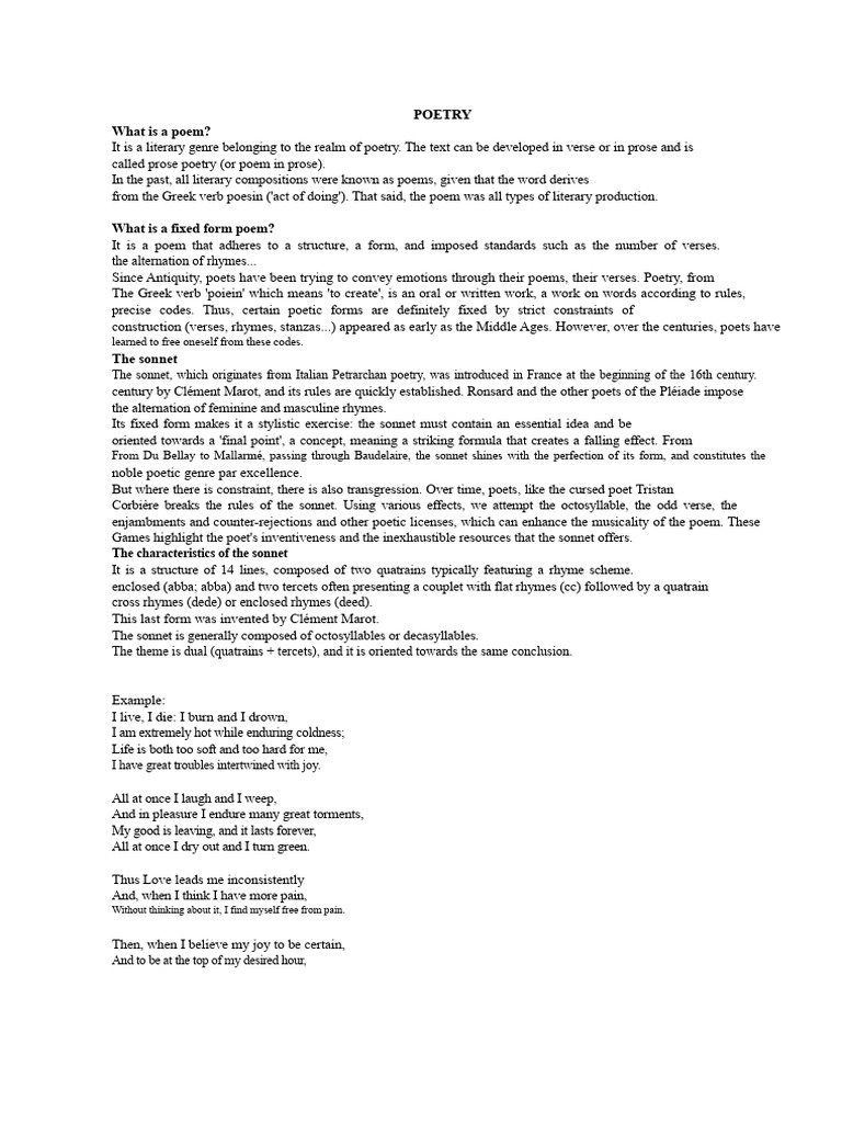 Poetry ITL Complete Course | PDF | Poetry | Sonnets