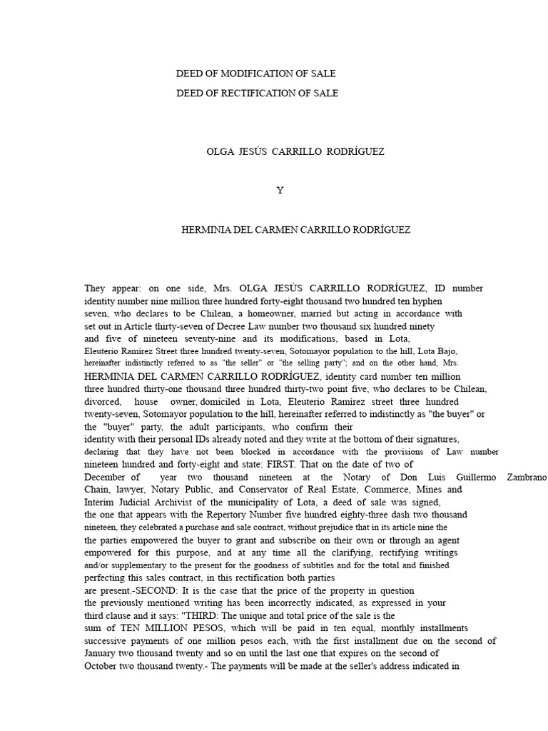 Sale Deed Modification and Rectification | PDF | Civil Law (Common Law ...