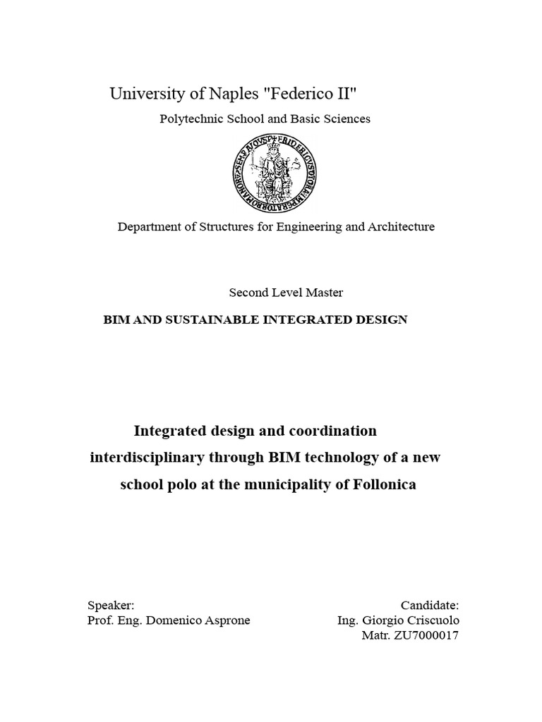 Master BIM and Sustainable Integrated Design - Ing. Giorgio Criscuolo ...