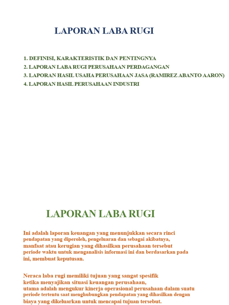 Laporan Laba Rugi: Definisi dan Contoh | PDF