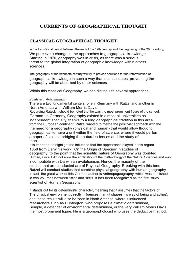 Classical Geographical Thought Overview | PDF | Geography | Science