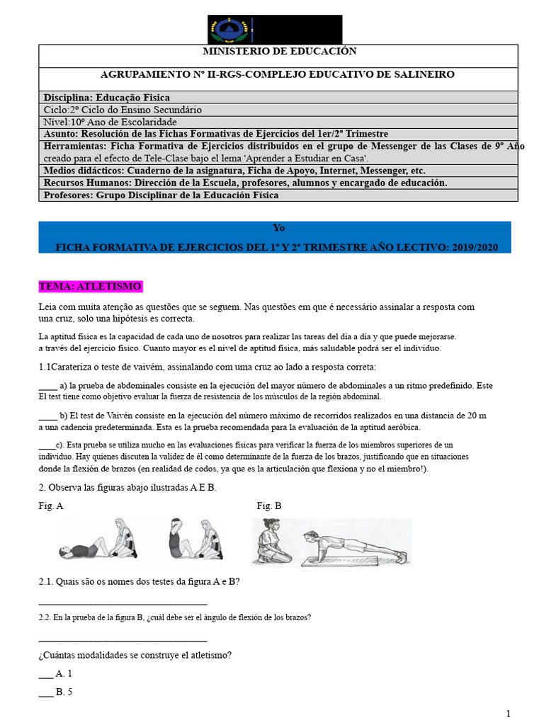 Ejercicios de Atletismo y Balonmano 10º Año | PDF | Deporte del ...