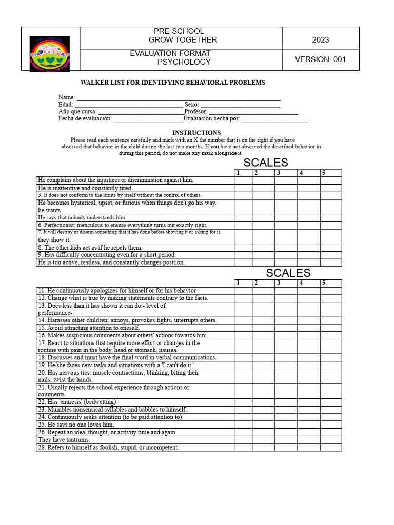 Walker List | PDF | Psychology | Behavioural Sciences