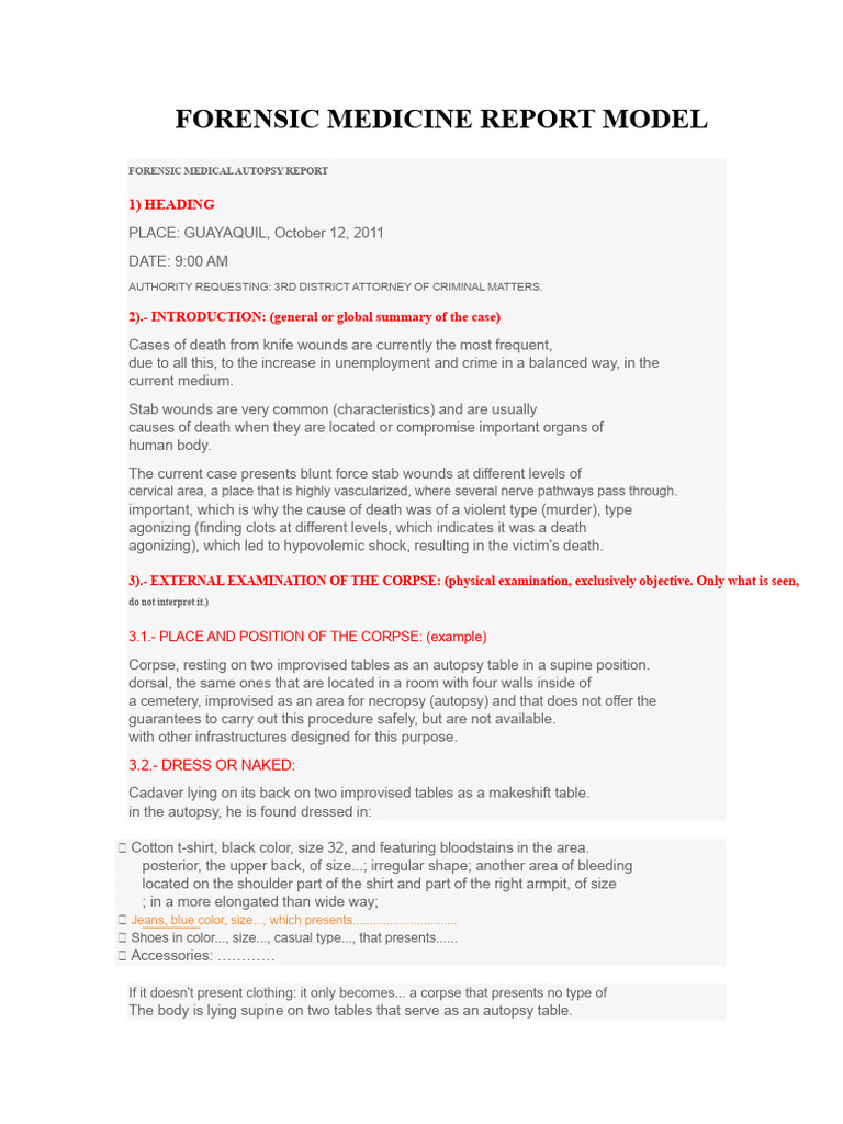 Forensic Autopsy Report Template | PDF | Autopsy | Rape