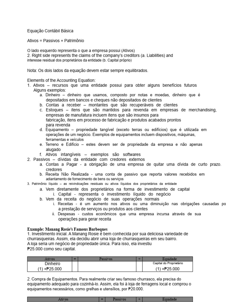 Entenda a Equação Contábil Básica | PDF | Business | Contabilidade