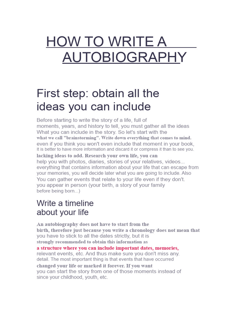 Guide to Writing Your Autobiography | PDF