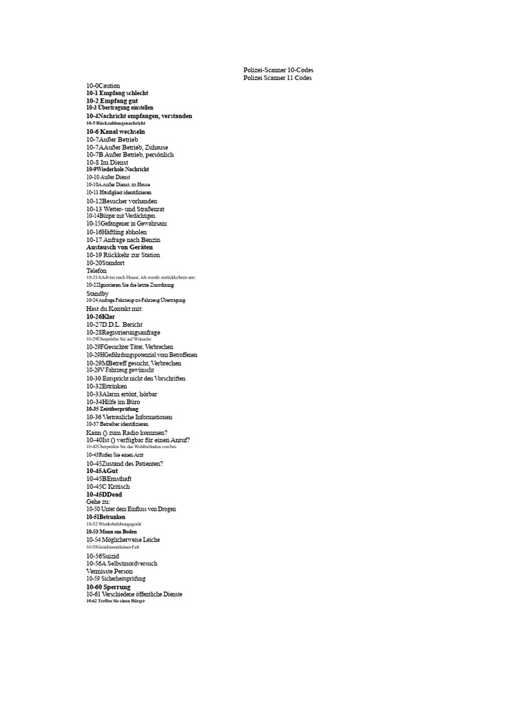 Polizei Scanner Codes | PDF