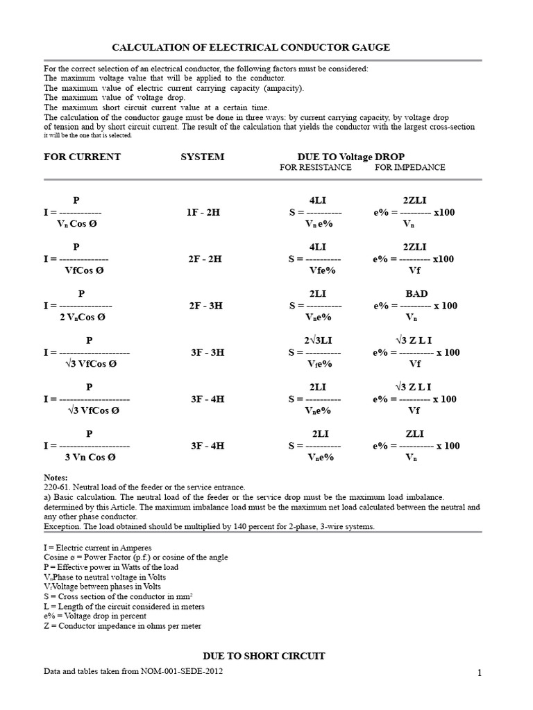 Electrical Conductor Gauge Calculation Guide | PDF | Fuse (Electrical ...