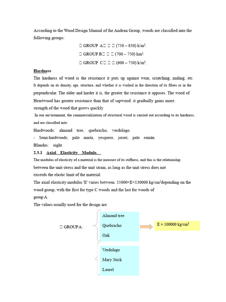 Wood Classification and Properties Guide | PDF | Wood | Elasticity ...