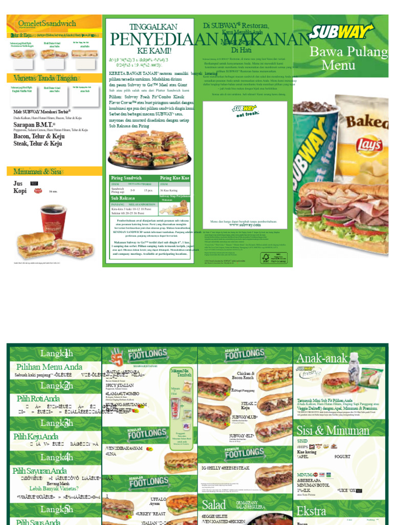 Menu Sandwich dan Sarapan SUBWAY | PDF