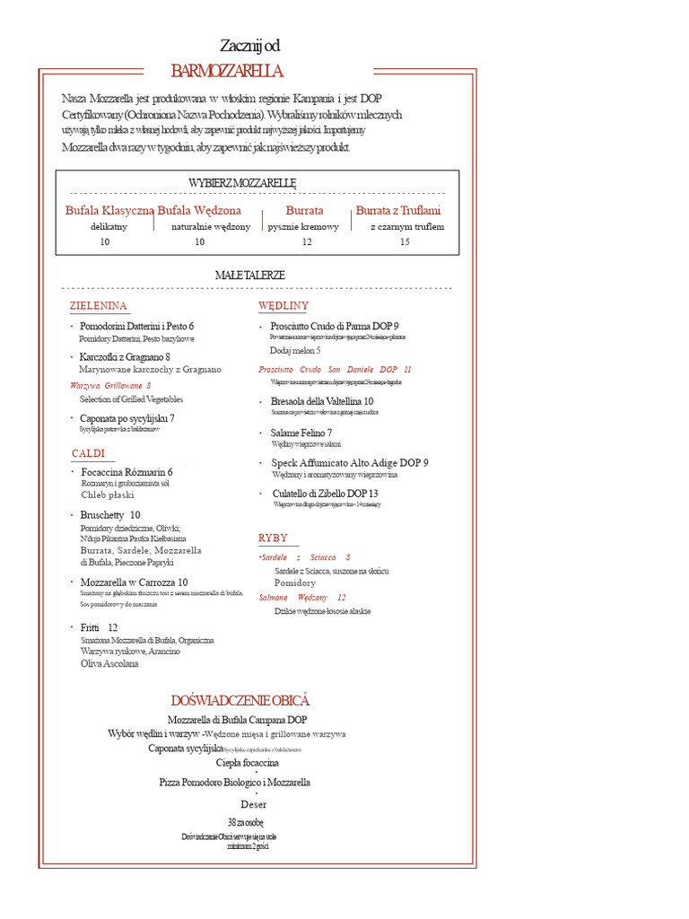 Menu Obica | PDF