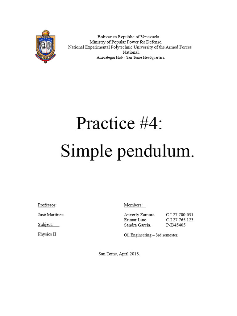 Simple Pendulum Experiment Report | PDF | Pendulum | Oscillation