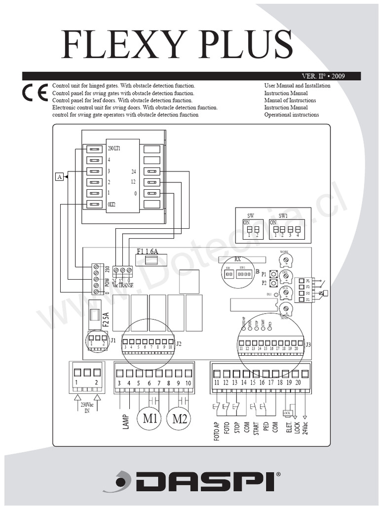 FLEXY PLUS Gate Control Unit Manual | PDF | Switch | Electrical Engineering
