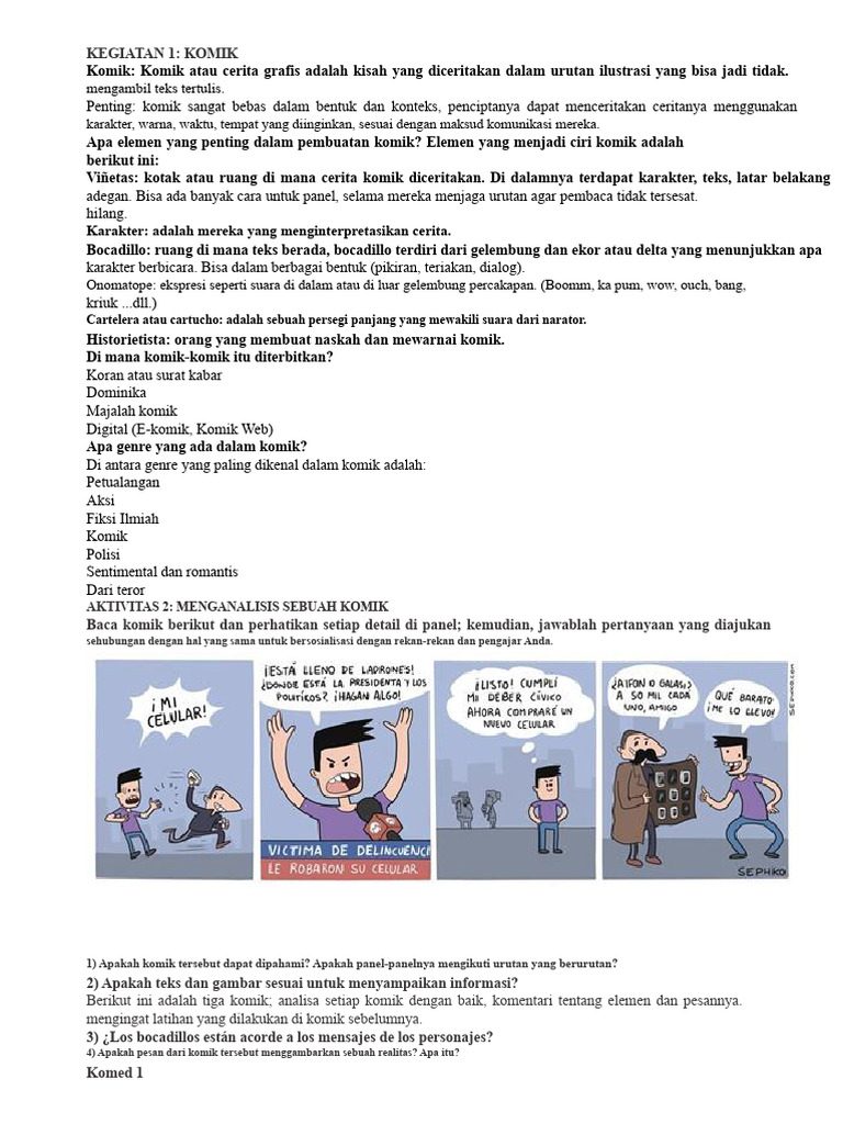 Elemen dan Analisis Komik Kreatif | PDF