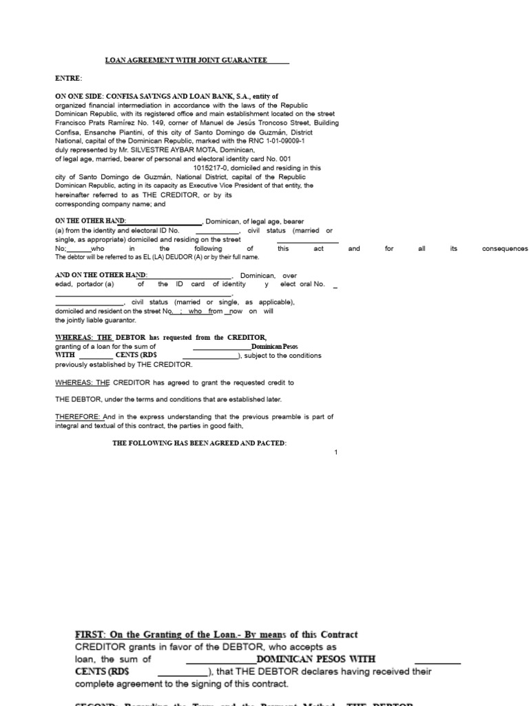 Loan Agreement With Joint Signature | PDF | Debt | Guarantee