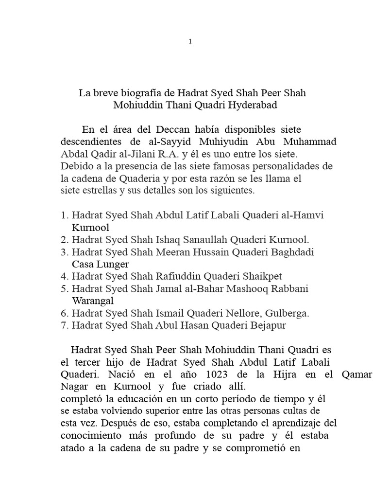 Biografía de Hadrat Syed Shah Peer Shah | PDF | Religiones abrahámicas