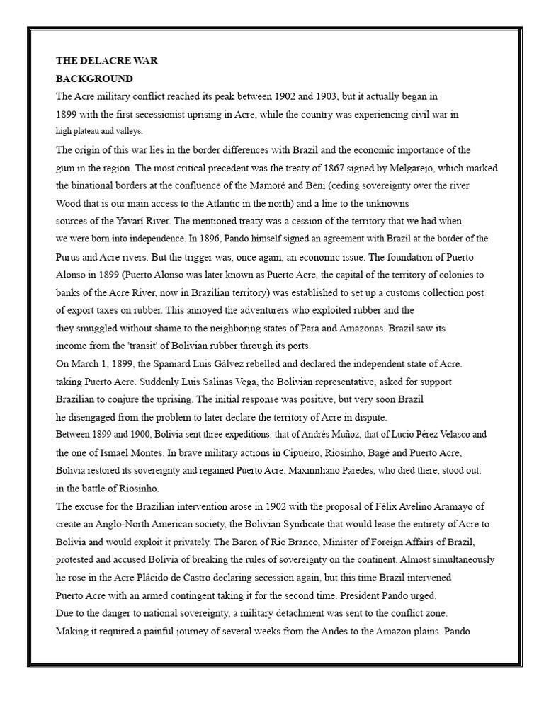 The Acre War Causes Report | PDF | Bolivia