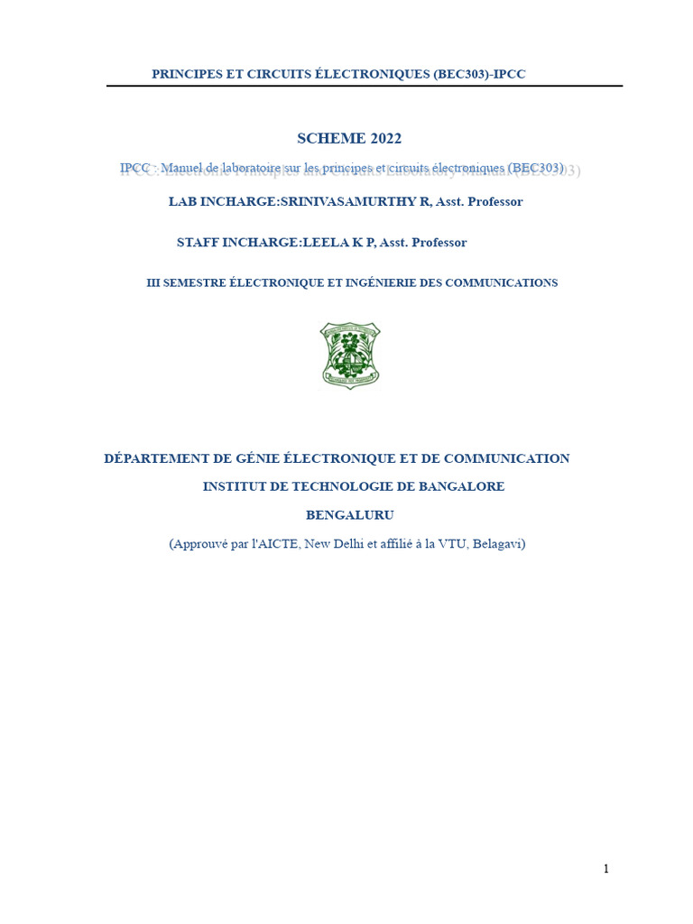 Principes et Circuits Électroniques BEC303 | PDF | Redresseur ...