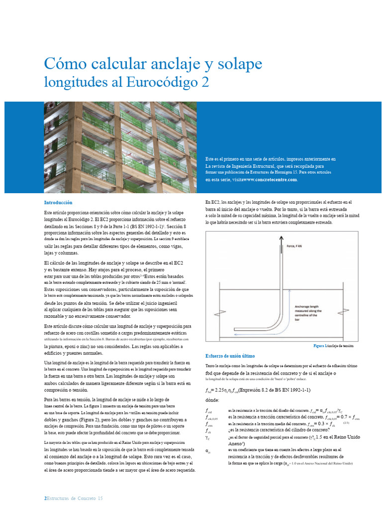 Cálculo de Anclaje y Solape en EC2 | PDF | Hormigón | Estrés (Mecánica)