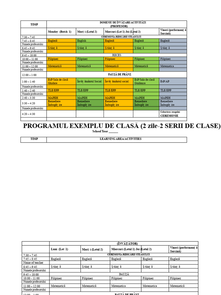 DepEd-Sample-Class-Program Și Programul Profesorilor | PDF