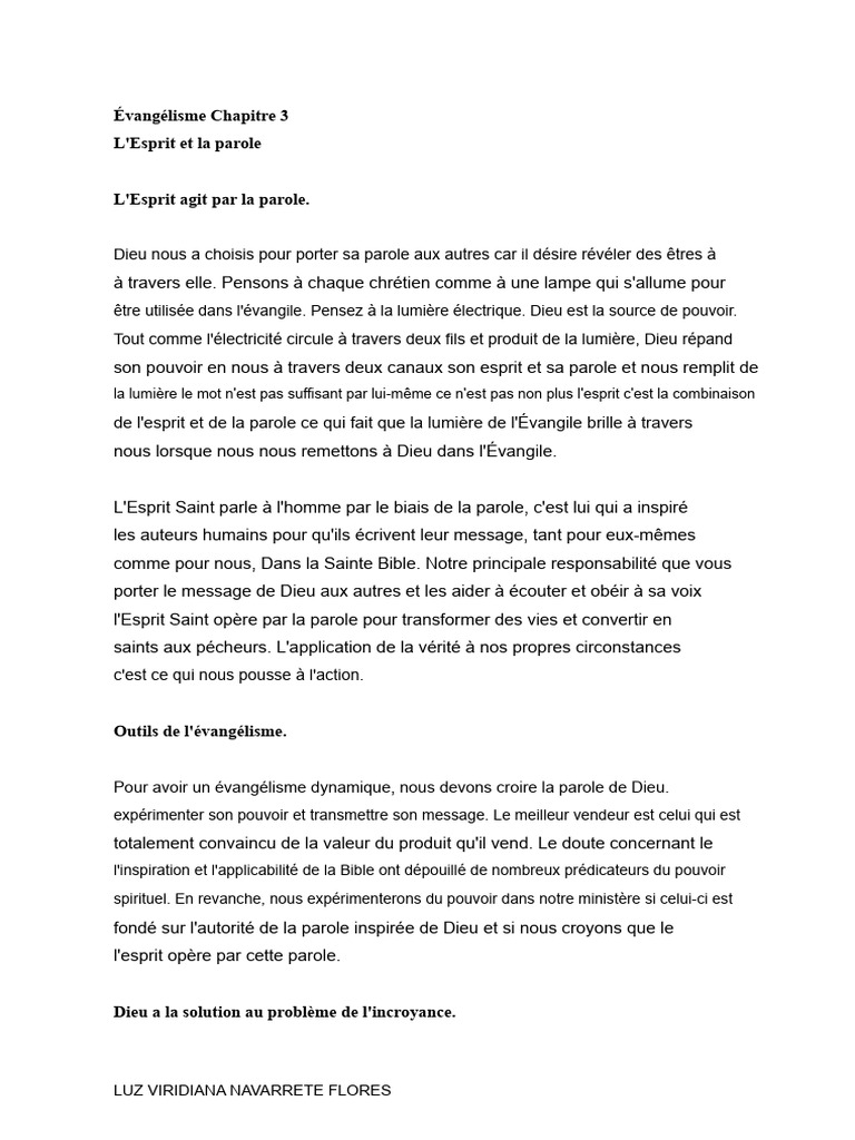 L'Esprit et la Parole dans l'Évangélisme | PDF | Saint-Esprit | Discours