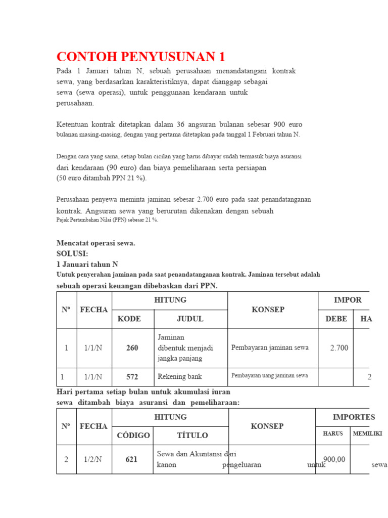 Pencatatan Akuntansi Sewa Kendaraan | PDF