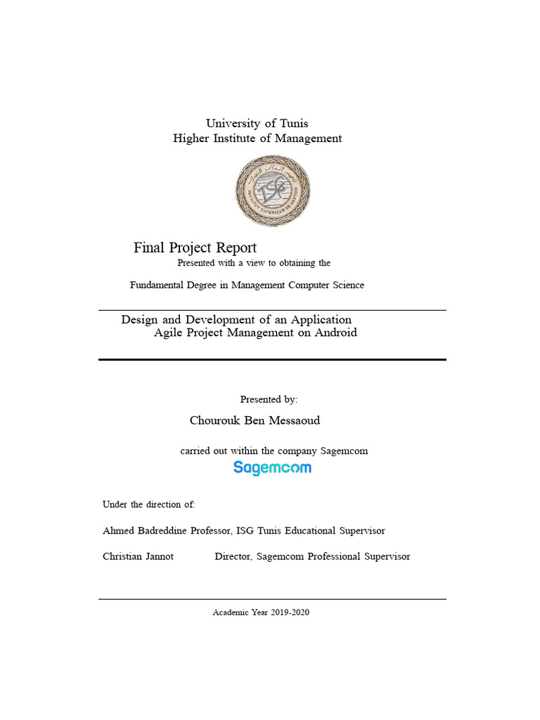 Final Project Report: University of Tunis Higher Institute of ...