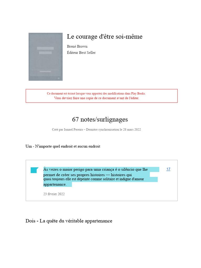 Notes From Le Courage D'être Soi-Même | PDF | Colère | Amour