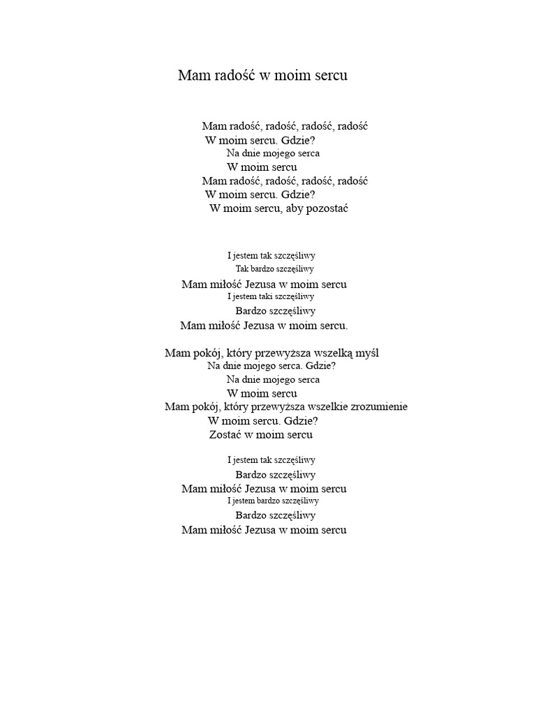 Radość Radość Radość Tekst | PDF