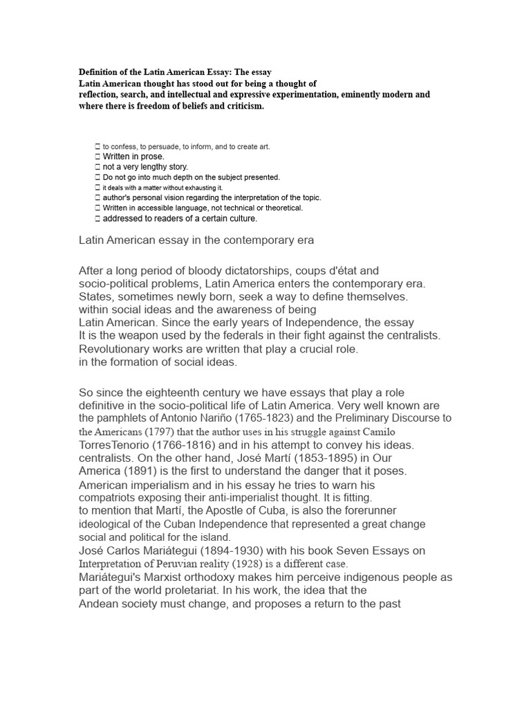 The Latin American Essay | PDF | Essays | Latin America