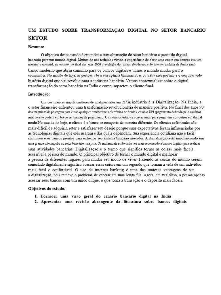Transformação Digital no Setor Bancário | PDF | Tecnologia da ...