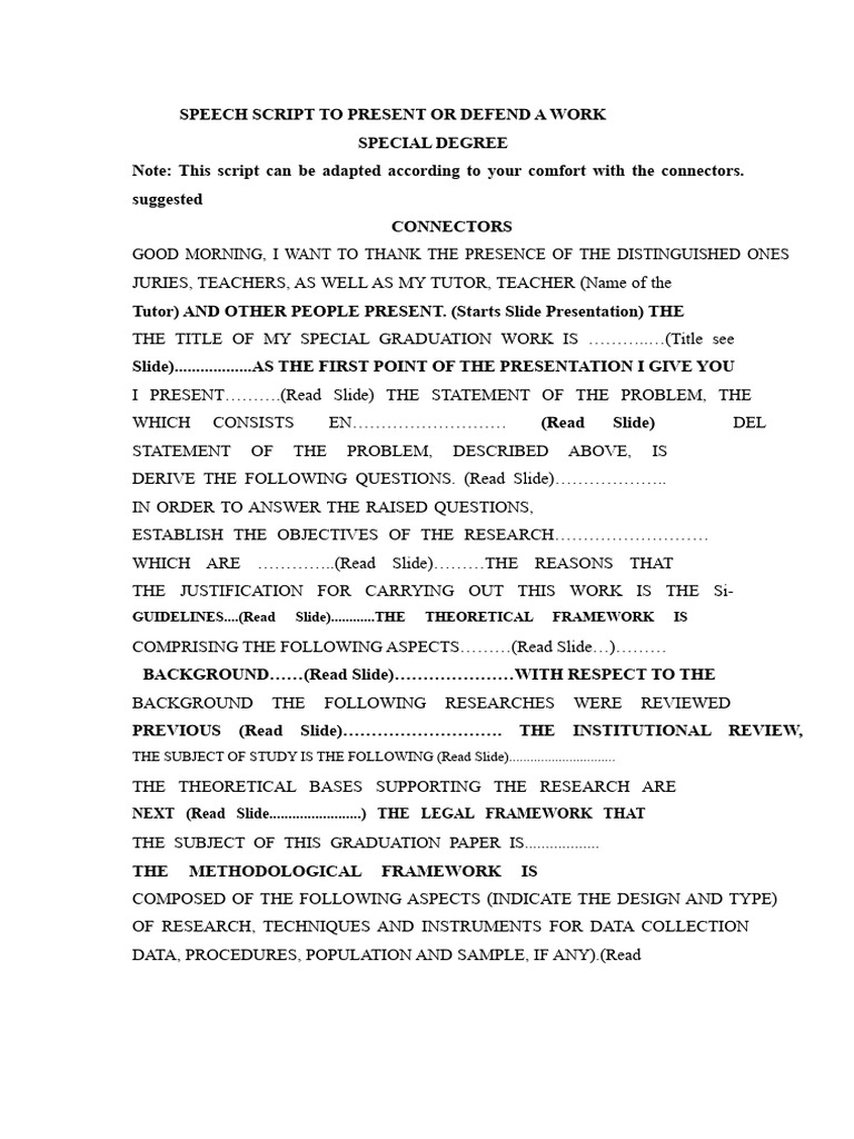 Speech Script for Graduation Defense | PDF | Methodology