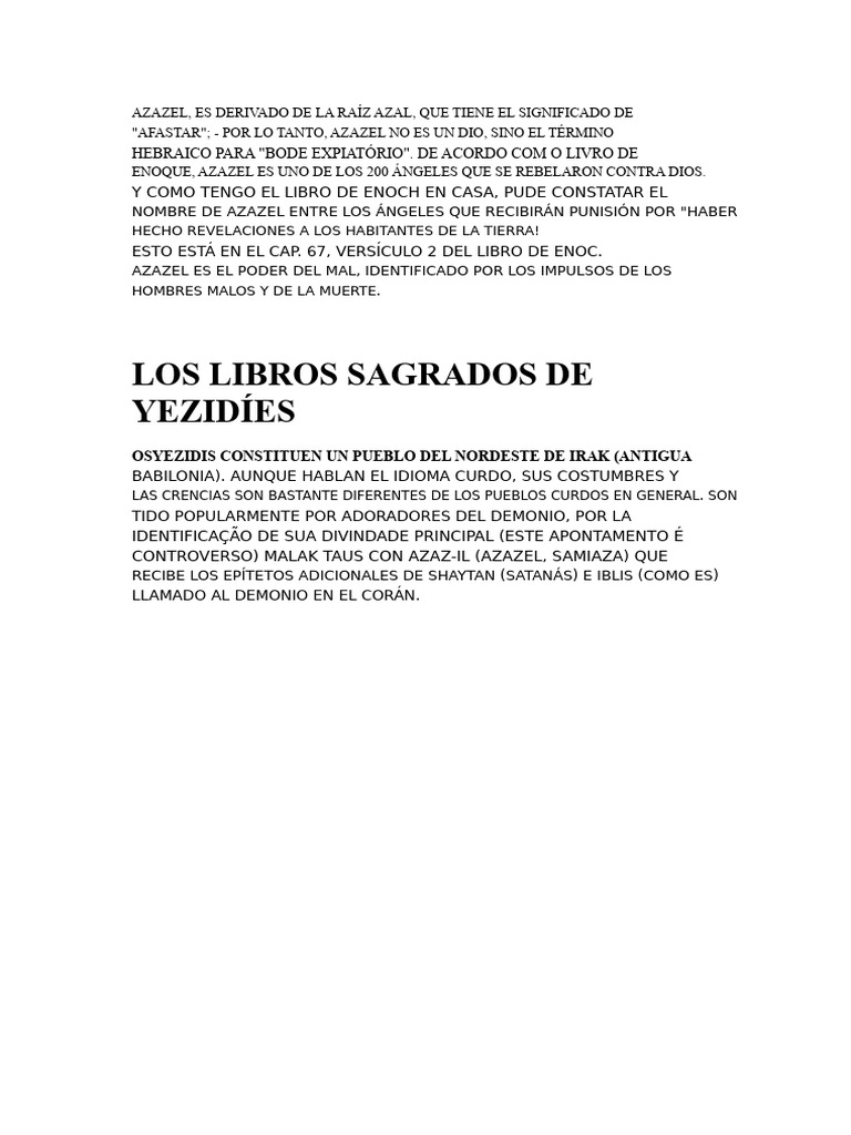 Azazel: Origen y Significado Hebreo | PDF