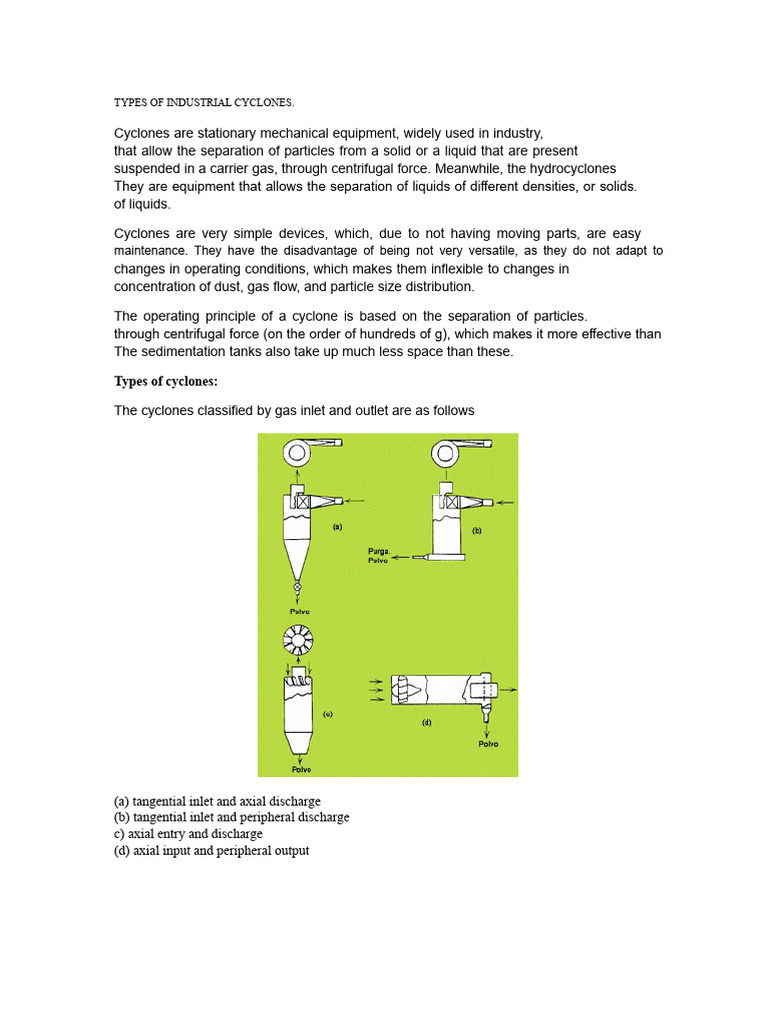 Types of Cyclones in Industry | PDF | Chemical Engineering | Industrial ...