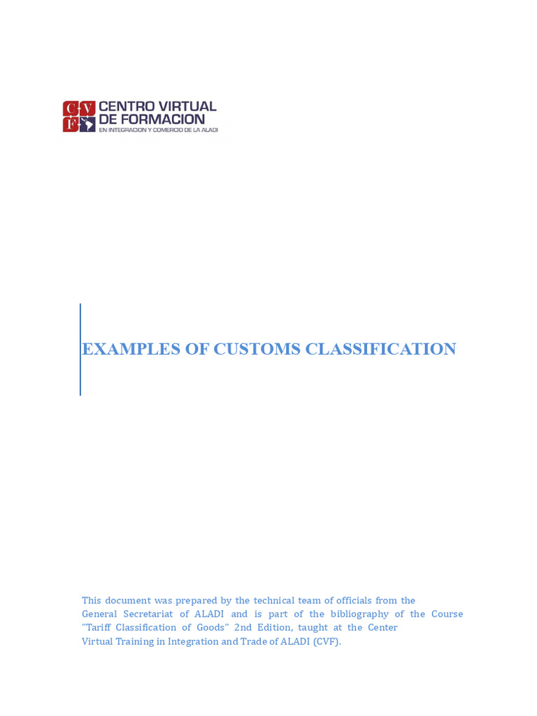 Customs Classification Examples Guide | PDF | Remote Control | Hamburgers