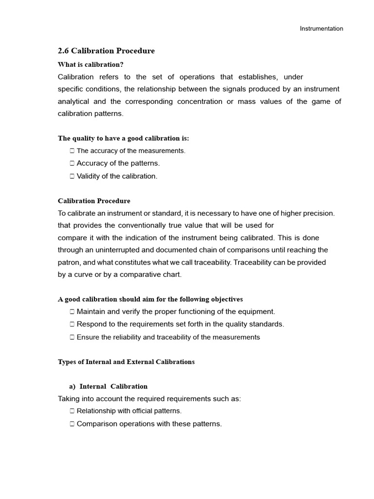 Calibration Procedure Overview | PDF | Calibration | Accuracy And Precision