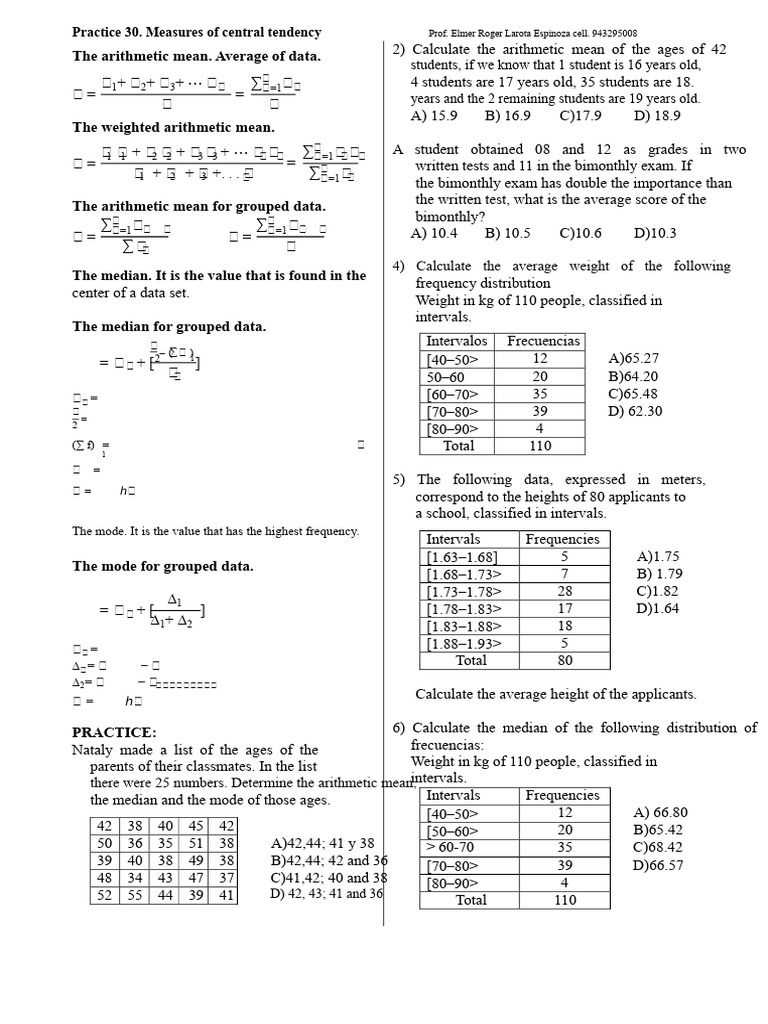 Measures of Central Tendency - Final | PDF | Mean | Average