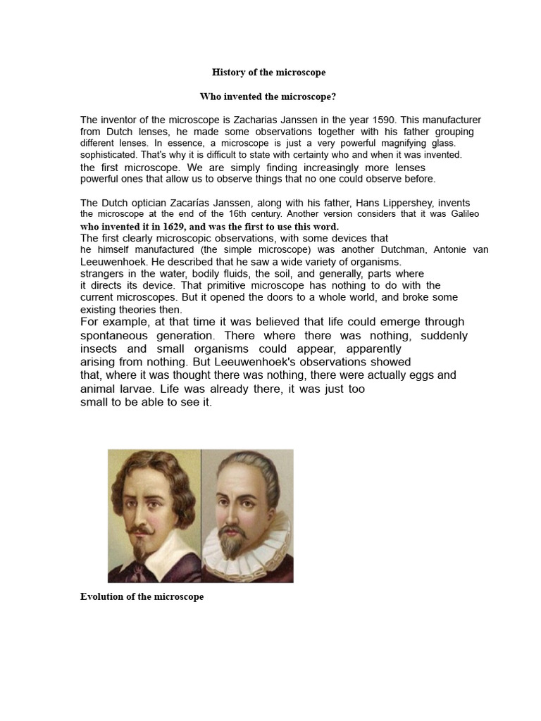 Evolution of the Microscope History | PDF | Microscope | Quantum Tunnelling