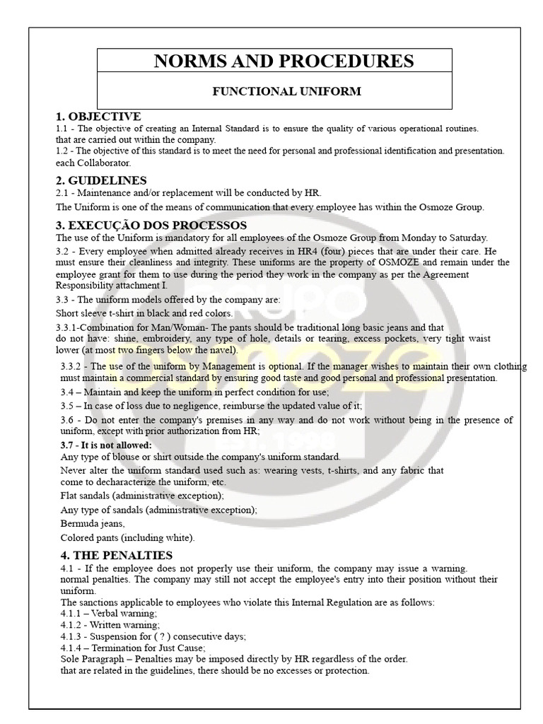 Osmoze Group Uniform Guidelines | PDF | Fashion | Clothing