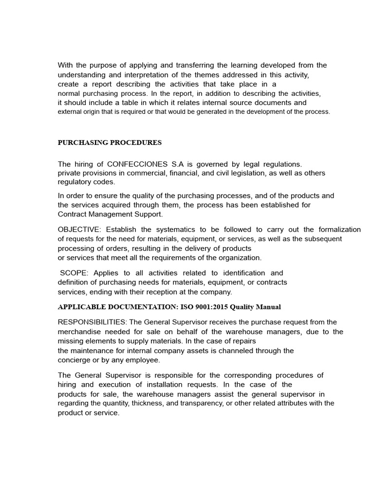 Purchasing Process Iso 9001 | PDF | Supply Chain | Customer