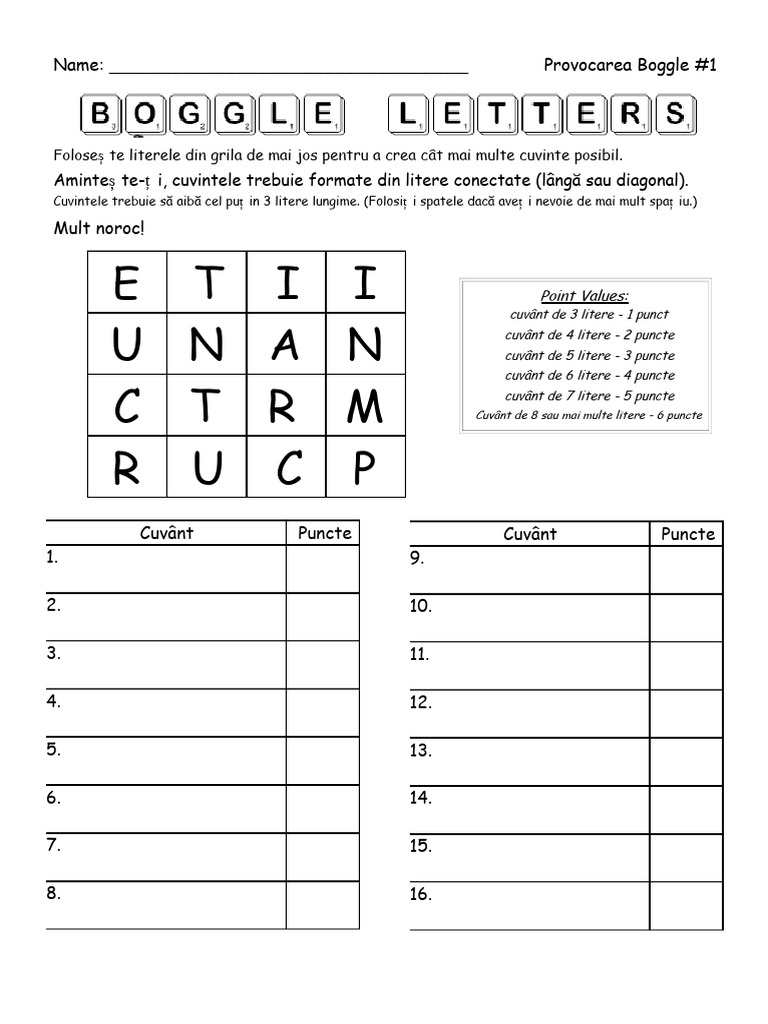 Boggle Sheets 1-20 | PDF